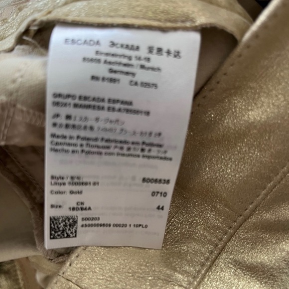 🌹HP Gorgeous Y2K Vintage Gold Style Escada Leather Jeans - Picture 4 of 6